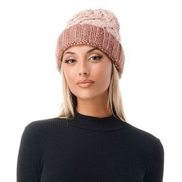 Marcus Adler Women\'s Chunky Marled Pink Cable Knit Beanie One Size main image 4
